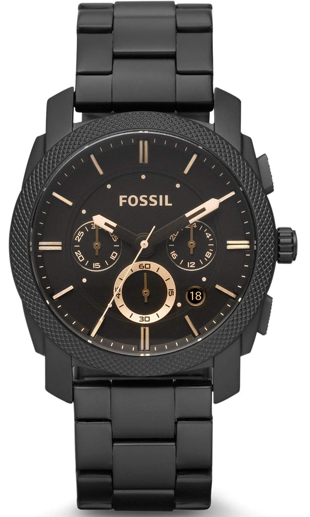 Fossil Machine Chronograph Black Dial Black Steel Strap Watch for Men - FS4682 Buy Now By Fossil
