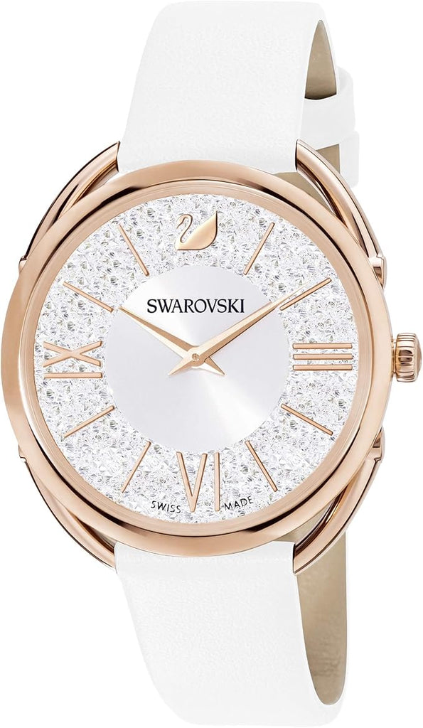 Swarovski Crystalline Glam Silver Dial White Leather Strap Watch for Women - 5452459 Buy Now By Swarovski