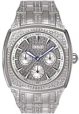 Bulova Crystal Collection Phantom Silver Dial Silver Steel Strap Watch for Men - 96C002 Buy Now By Bulova