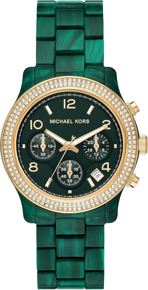 Michael Kors Runway Chronograph Green Dial Green Steel Strap Watch for Women - MK7422 Buy Now By Michael Kors