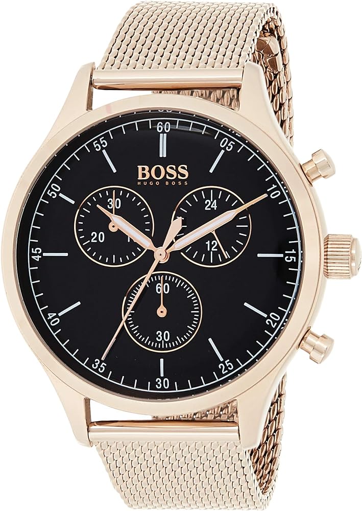 Hugo Boss Companion Chronograph Black Dial Rose Gold Steel Strap Watch For Men - 1513548 Buy Now By Hugo Boss