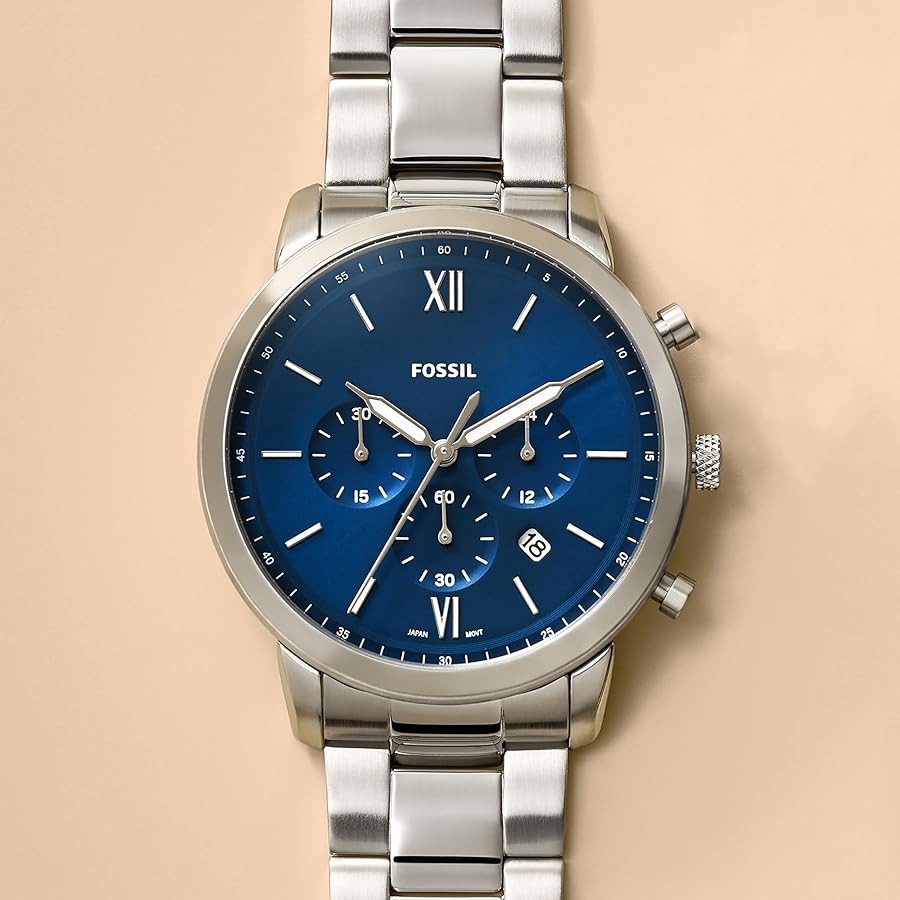 Fossil Neutra Chronograph Blue Dial Silver Steel Strap Watch for Men - FS5792 Buy Now By Fossil