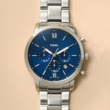 Fossil Neutra Chronograph Blue Dial Silver Steel Strap Watch for Men - FS5792 Buy Now By Fossil