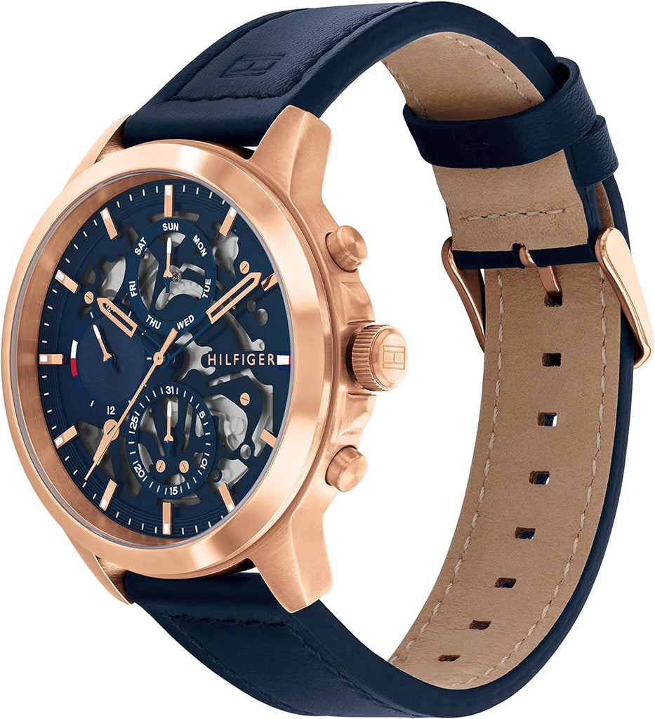 Tommy Hilfiger Henry Chronograph Quartz Blue Dial Blue Leather Strap Watch For Men - 1710475 Buy Now By Tommy Hilfiger