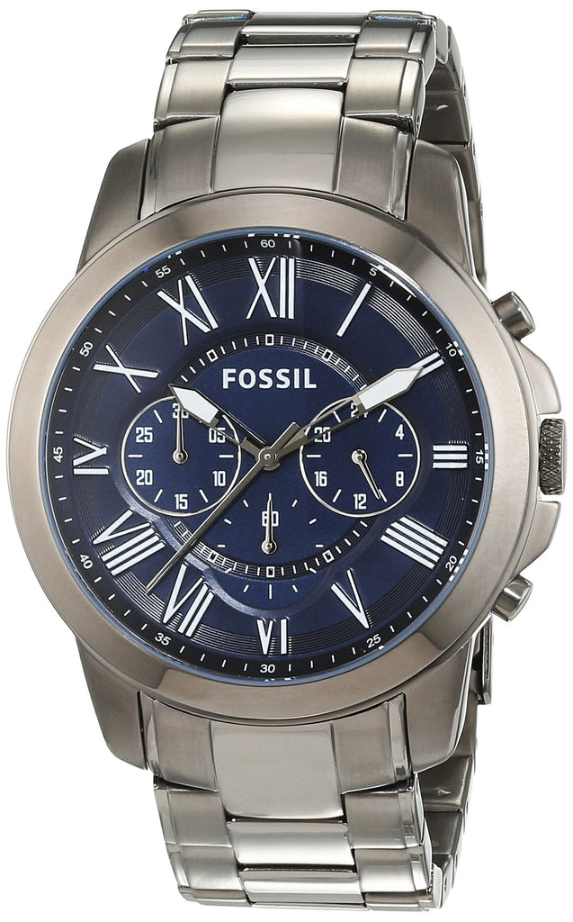Fossil Grant Chronograph Blue Dial Grey Steel Strap Watch for Men - FS4831 Buy Now By Fossil