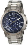 Fossil Grant Chronograph Blue Dial Grey Steel Strap Watch for Men - FS4831 Buy Now By Fossil