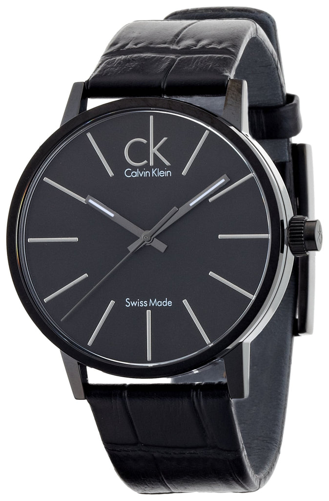 Calvin Klein Post Minimal Black Dial Black Leather Strap Watch for Men - K7621401 Buy Now By Calvin Klein