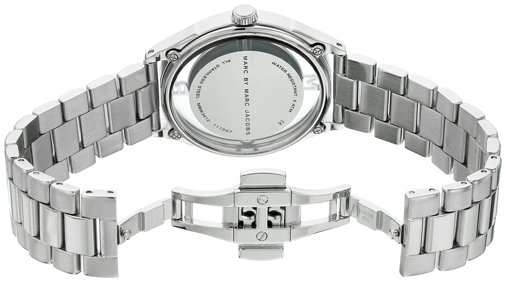 Marc Jacobs Tether Transparent Silver Dial Silver Steel Strap Watch for Women - MBM3412 Buy Now By Marc Jacobs