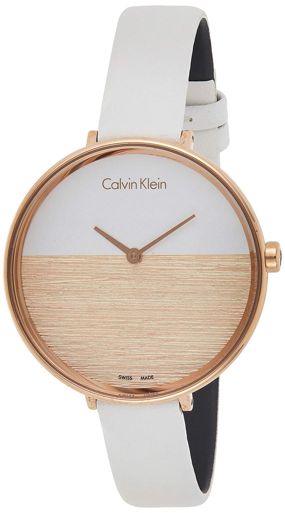 Calvin Klein Rise White Dial White Leather Strap Watch for Women - K7A236LH Buy Now By Calvin Klein
