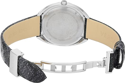 Versace Shadov Quartz Silver Dial Black Snake Leather Strap Watch for Women - VEBM00118 Buy Now By Versace