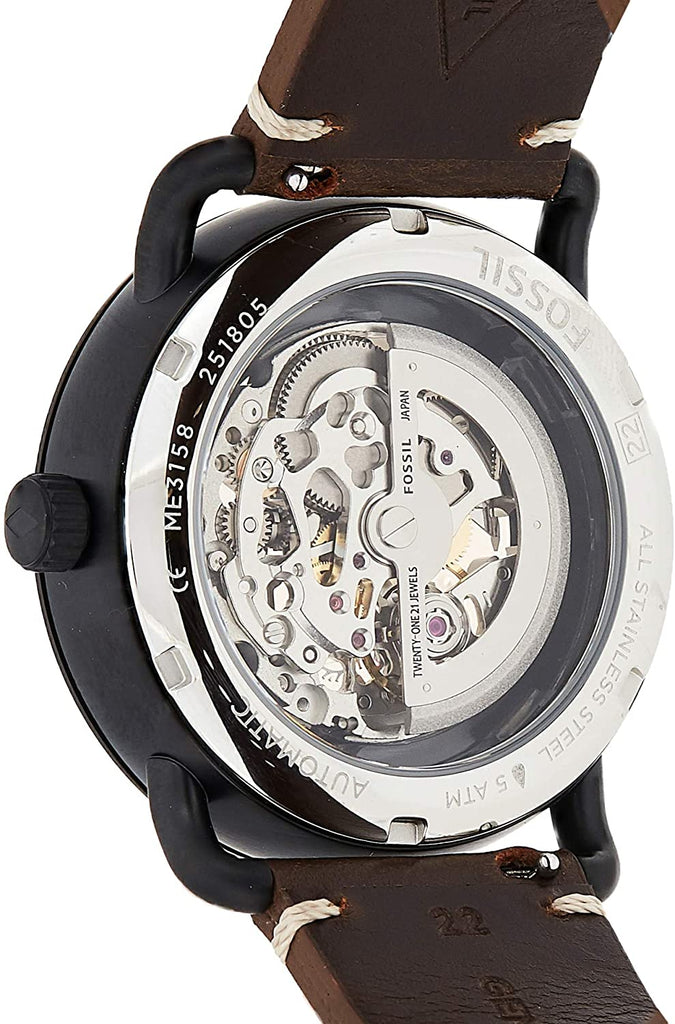 Fossil Commuter Automatic Black Dial Brown Leather Strap Watch for Men - ME3158 Buy Now By Fossil