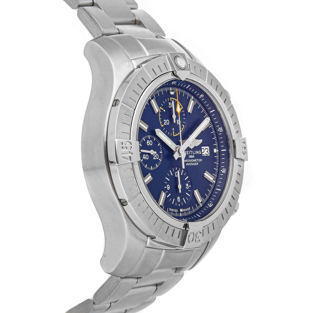 Breitling Avenger Chronograph 45mm Blue Dial Silver Steel Strap Watch for Men - A13317101C1A1 Buy Now By Breitling