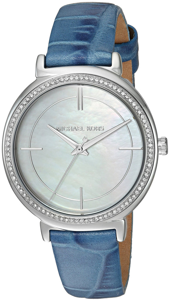 Michael Kors Cinthia Mother of Pearl Dial Blue Leather Strap Watch for Women - MK2661 Buy Now By Michael Kors