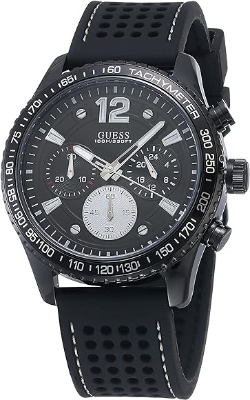 Guess Fleet Chronograph Black Dial Black Rubber Strap Watch for Men - W0971G1 Buy Now By Guess