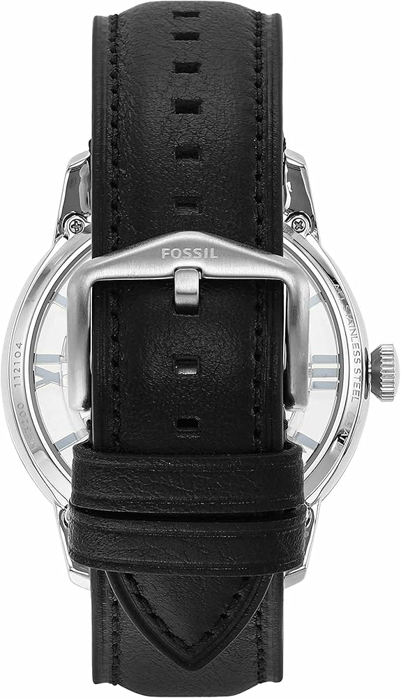 Fossil Townsman Automatic Skeleton Blue Dial Black Leather Strap Watch for Men - ME3200 Buy Now By Fossil