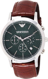 Emporio Armani Renato Chronograph Green Dial Brown Leather Strap Watch For Men - AR2493 Buy Now By Emporio Armani