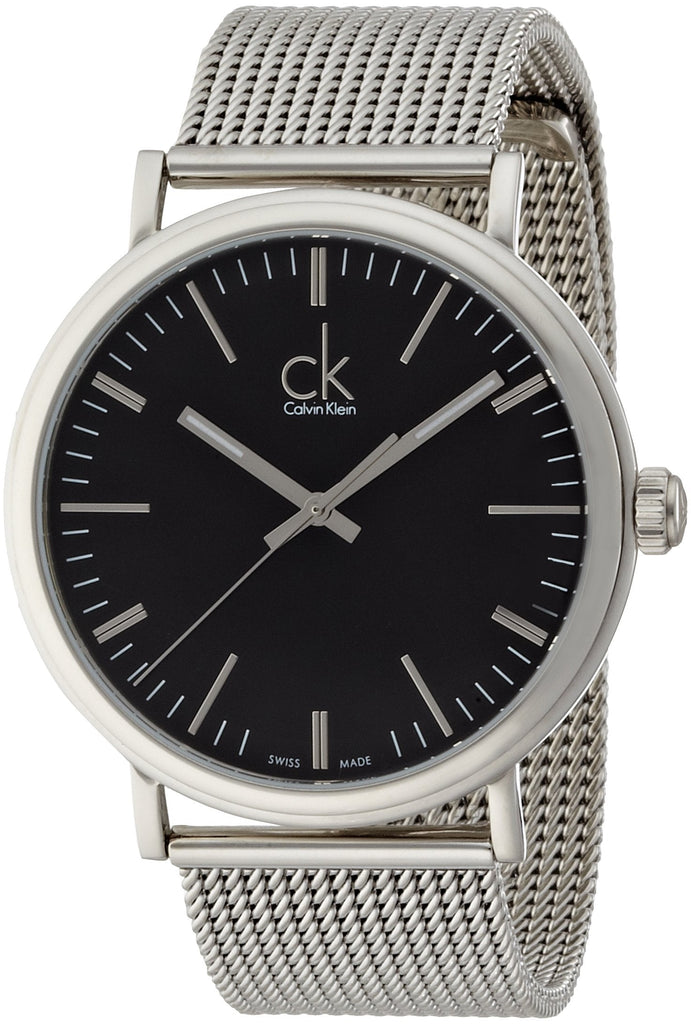 Calvin Klein Surround Black Dial Silver Mesh Bracelet Watch for Men - K3W21121 Buy Now By Calvin Klein