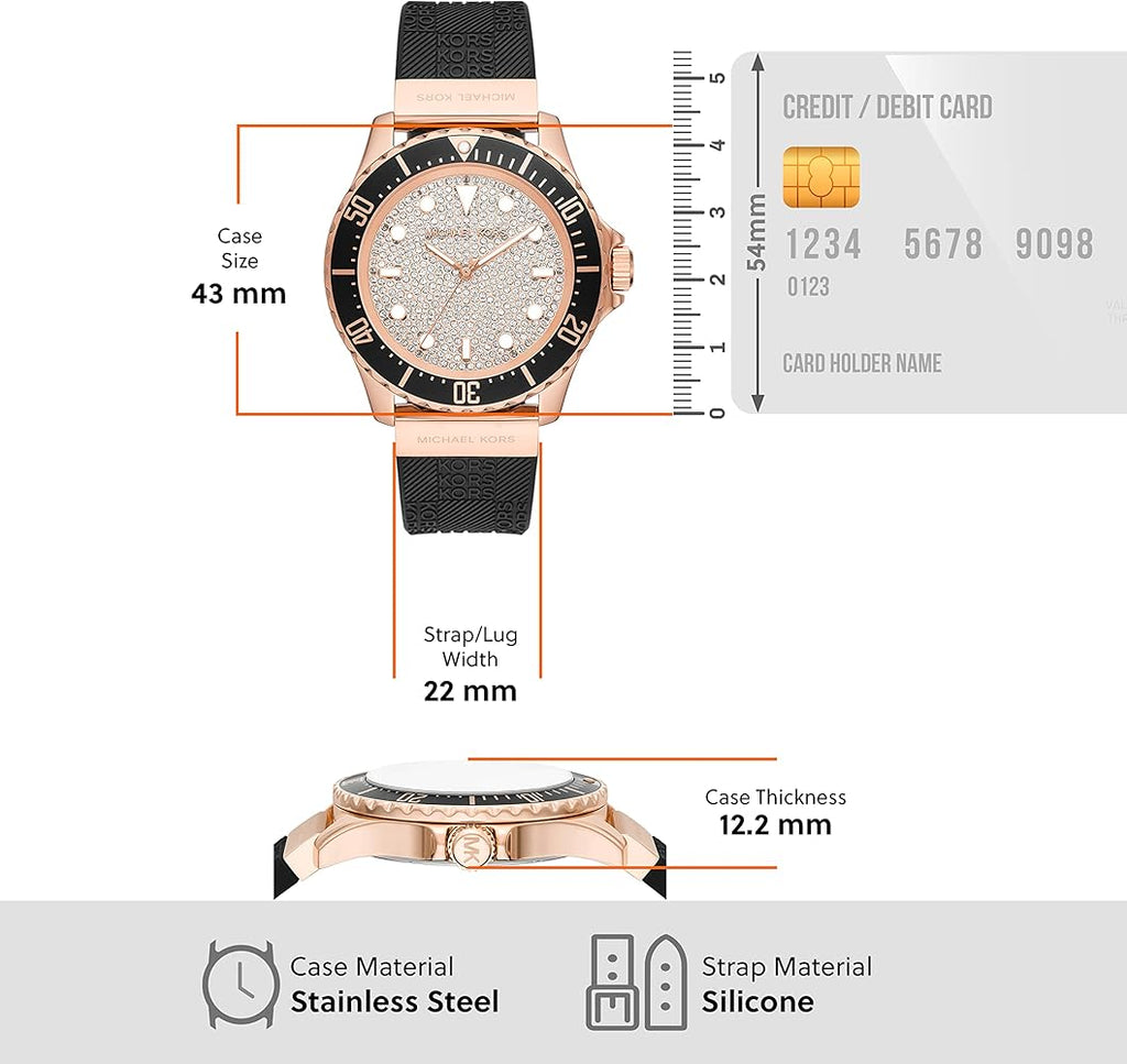 Michael Kors Everest Analog Rose Gold Dial Black Silicone Strap Watch For Women - MK7358 Buy Now By Michael Kors