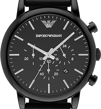 Emporio Armani Dress Chronograph Black Dial Black Leather Strap Watch For Men - AR1918 Buy Now By Emporio Armani