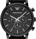 Emporio Armani Dress Chronograph Black Dial Black Leather Strap Watch For Men - AR1918 Buy Now By Emporio Armani