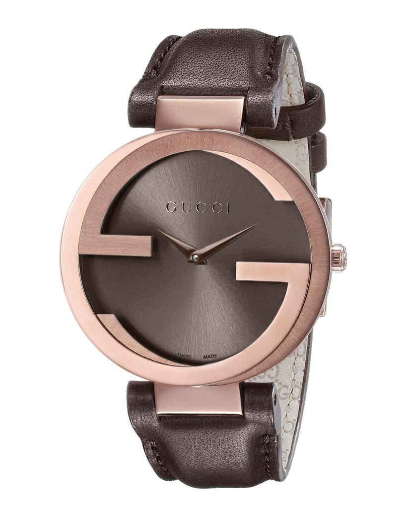 Gucci Interlocking Brown Dial Brown Leather Strap Watch For Women - YA133309 Buy Now By Gucci