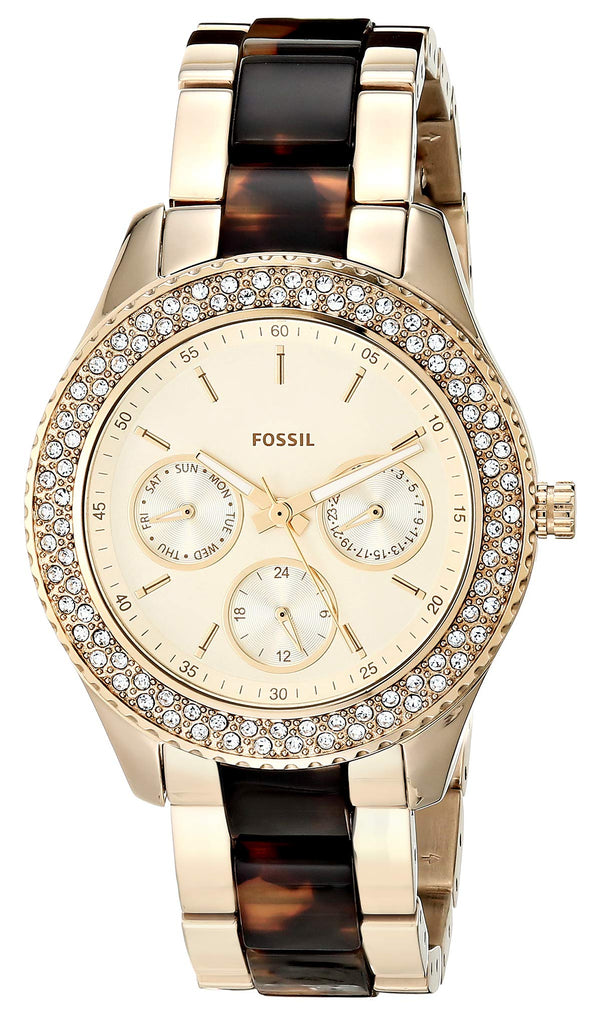 Fossil Stella Multifunction Gold Dial Two Tone Steel Strap Watch for Women - ES4756 Buy Now By Fossil