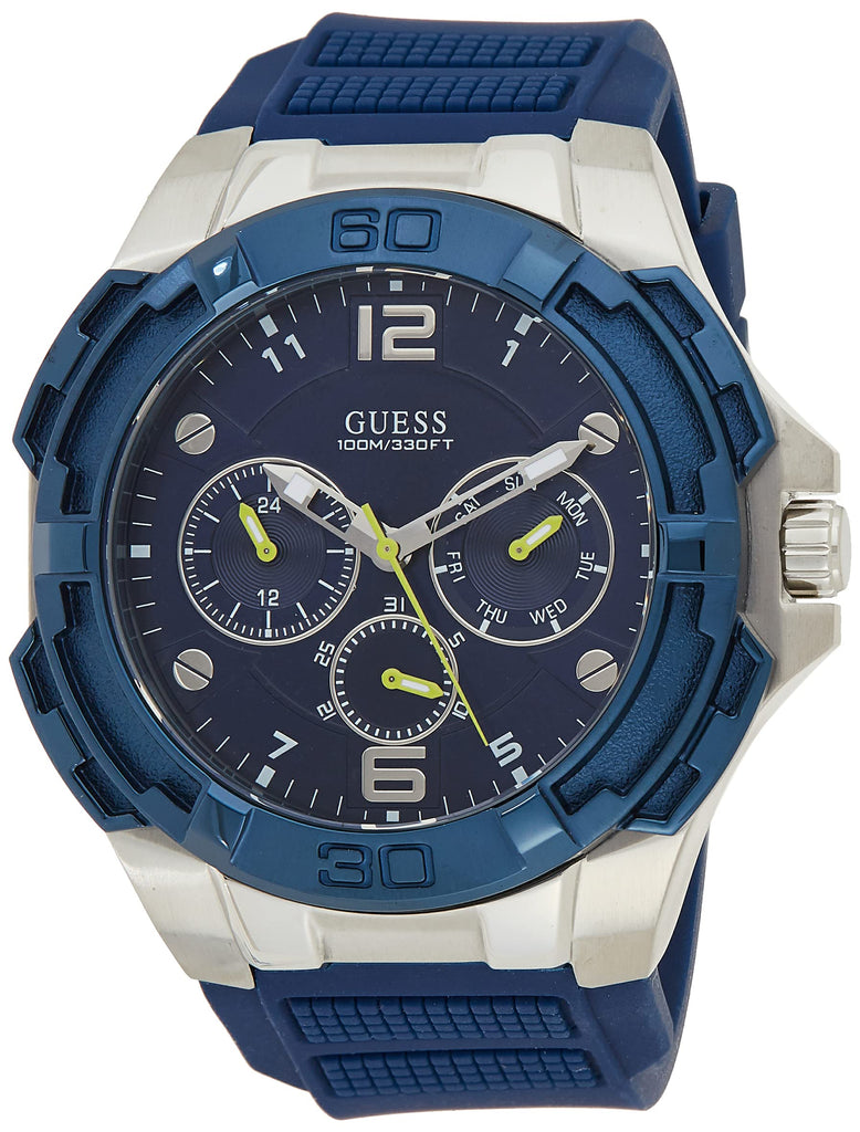 Guess Genesis Multi Function Analog Blue Dial Blue Rubber Strap Watch For Men - W1254G1 Buy Now By Guess