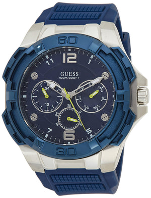 Guess Genesis Multi Function Analog Blue Dial Blue Rubber Strap Watch For Men - W1254G1 Buy Now By Guess
