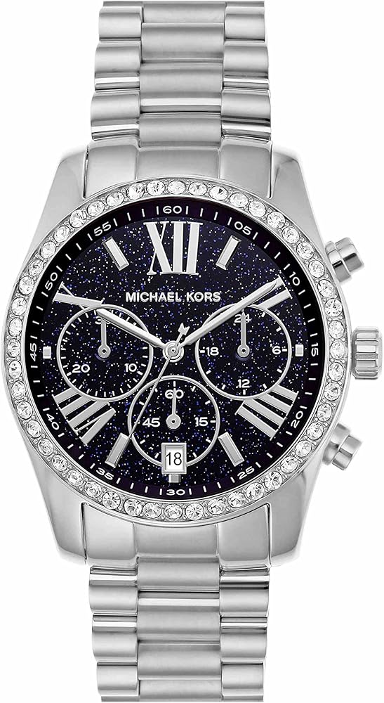 Michael Kors Lexington Chronograph Black Dial Silver Steel Strap Watch For Women - MK7277 Buy Now By Michael Kors