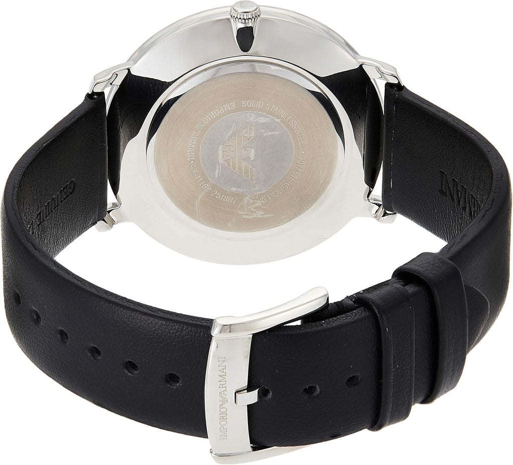 Emporio Armani Modern Slim Quartz Grey Dial Black Leather Strap Watch For Men - AR11162 Buy Now By Emporio Armani