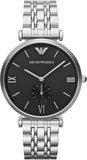 Emporio Armani Retro Black Dial Silver Steel Strap Watch For Men - AR1676 Buy Now By Emporio Armani