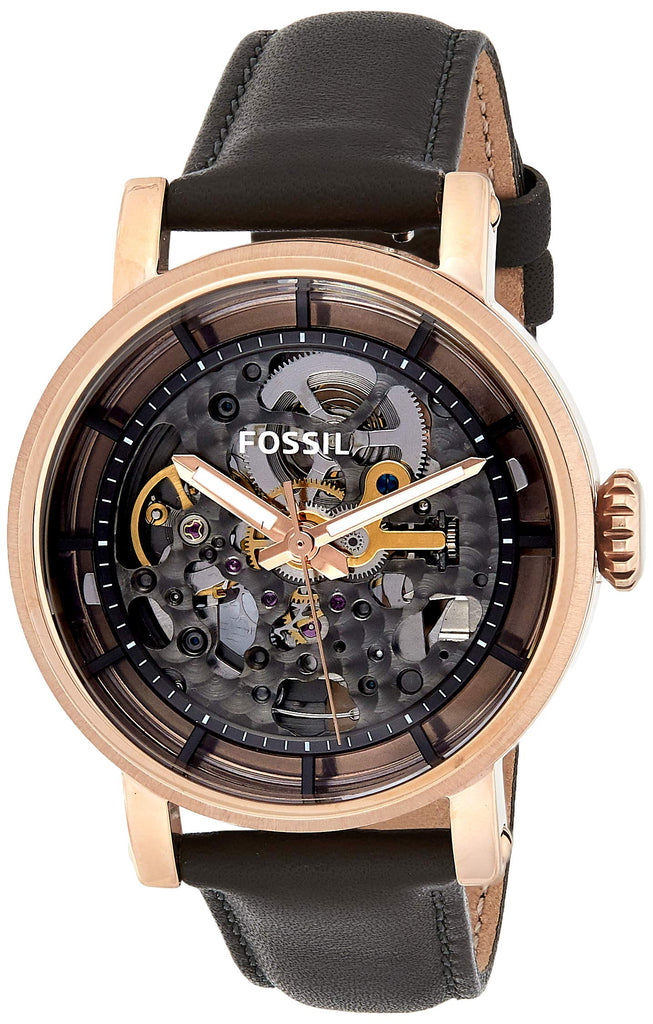 Fossil Boyfriend Automatic Skeleton Grey Dial Grey Leather Strap Watch for Women - ME3089 Buy Now By Fossil