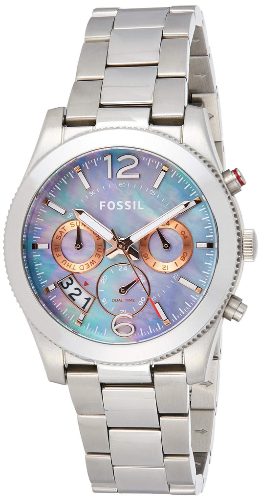 Fossil Perfect Boyfriend Mother of Pearl Blue Dial Silver Steel Strap Watch for Women - ES3880 Buy Now By Fossil