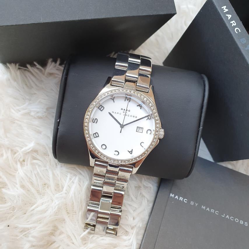 Marc Jacobs Henry Diamonds White Dial Silver Steel Strap Watch for Women - MBM3044 Buy Now By Marc Jacobs