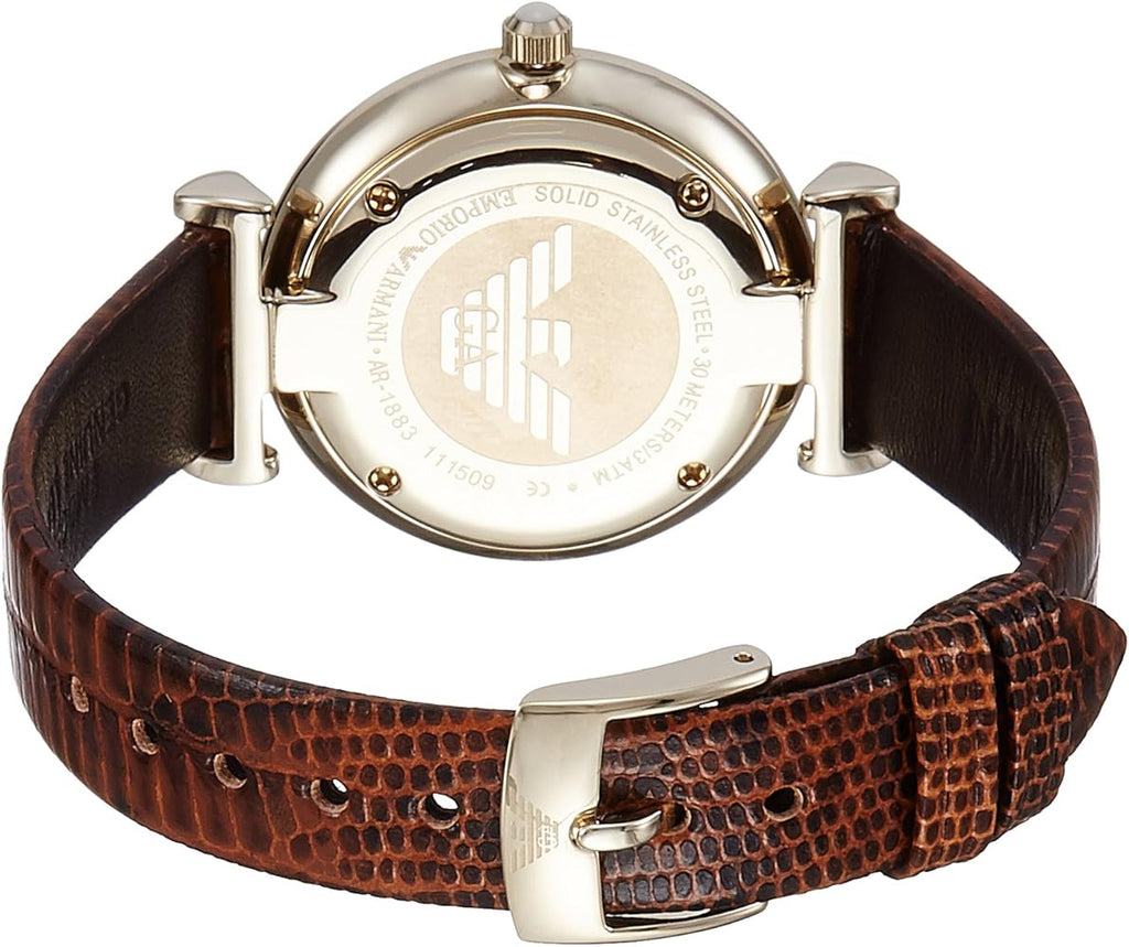 Emporio Armani Gianni T Bar Beige Dial Brown Leather Strap Watch For Women - AR1883 Buy Now By Emporio Armani