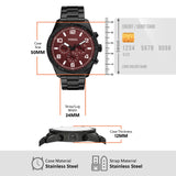Fossil Brox Multifunction Maroon Dial Black Steel Strap Watch for Women - BQ2803 Buy Now By Fossil