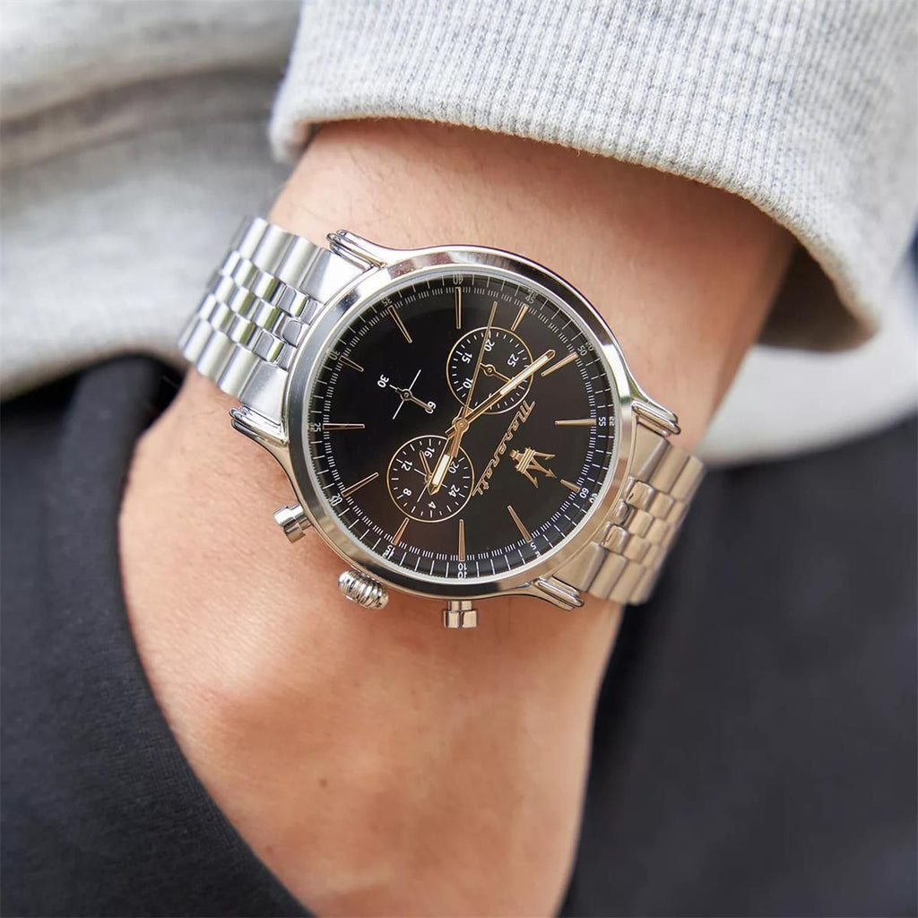 Maserati Epoca Chronograph Black Dial Silver Steel Strap Watch For Men - R8873618017 Buy Now By Maserati