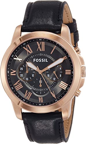 Fossil Grant Chronograph Grey Dial Black Leather Strap Watch for Men - FS5085 Buy Now By Fossil