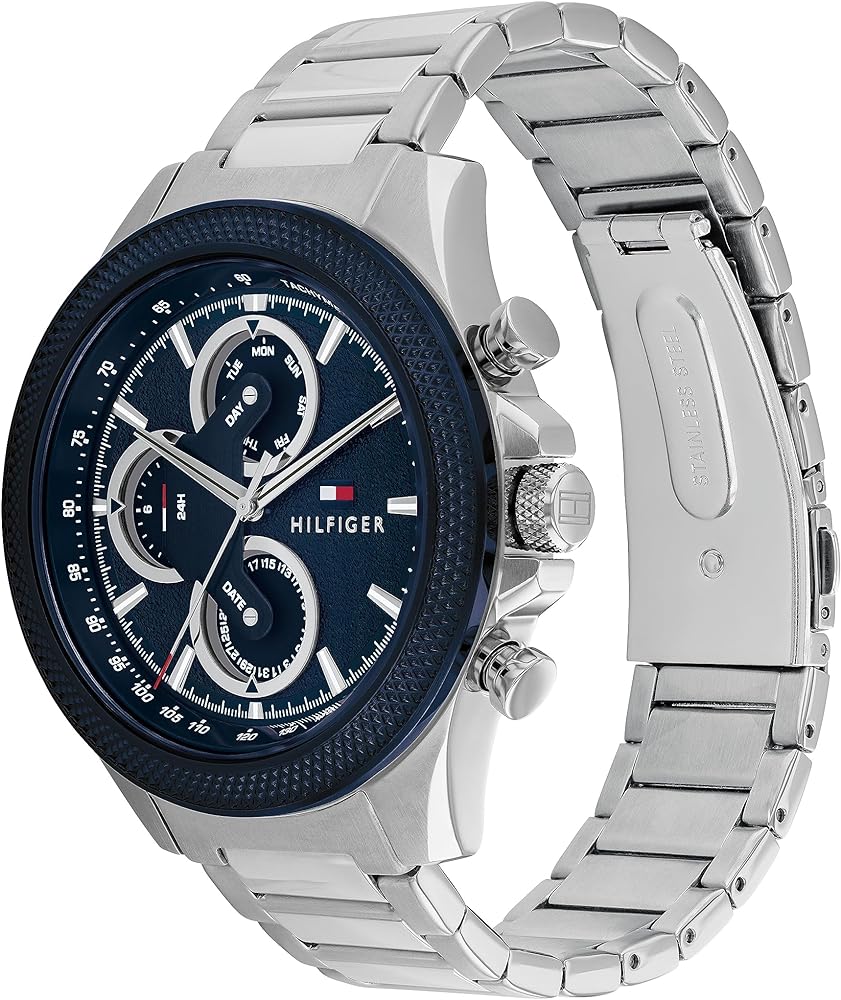Tommy Hilfiger Clark Chronograph Blue Dial Silver Steel Strap Watch For Men - 1792080 Buy Now By Tommy Hilfiger