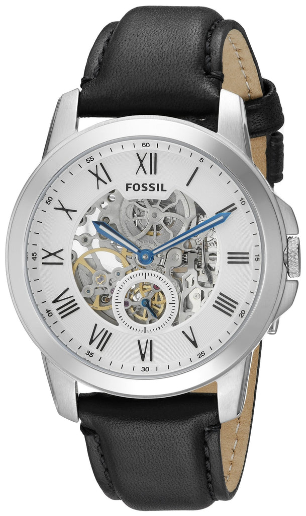 Fossil Grant Skeleton White Dial Black Leather Strap Watch for Men - ME3053 Buy Now By Fossil