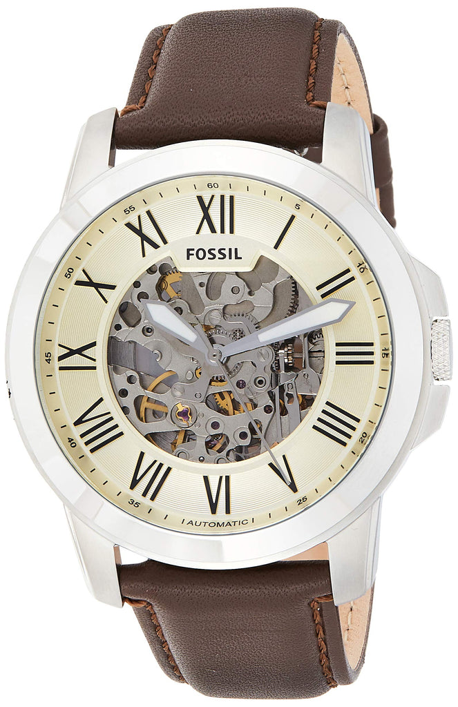 Fossil Grant Automatic White Dial Brown Leather Strap Watch for Men - ME3052 Buy Now By Fossil