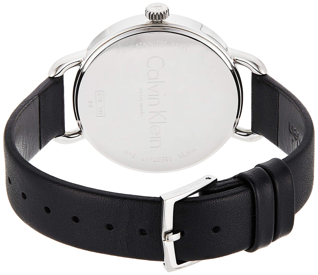 Calvin Klein Even Silver Black Leather Strap Watch for Women - K7B231C6 Buy Now By Calvin Klein