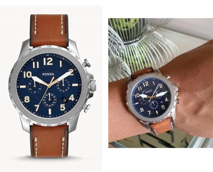 Fossil Bowman Chronograph Blue Dial Brown Leather Strap Watch for Men - FS5602 Buy Now By Fossil