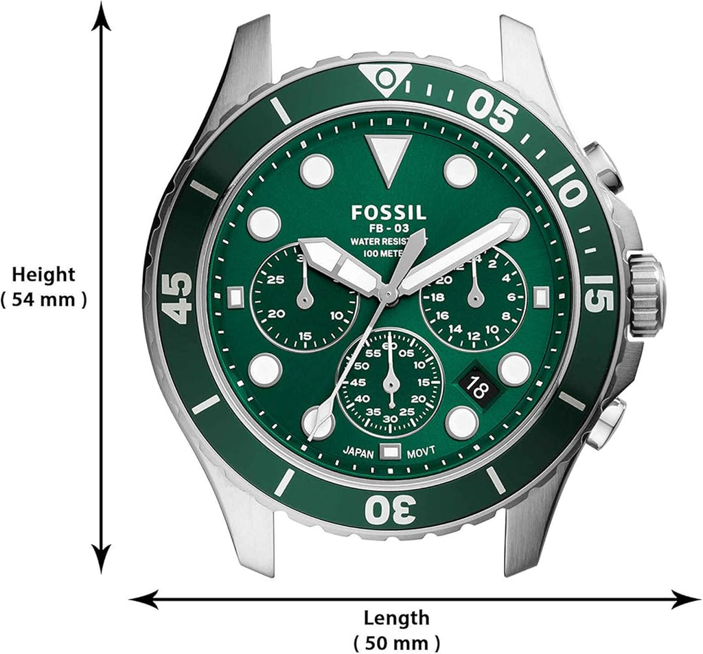 Fossil FB-03 Chronograph Green Dial Silver Steel Strap Watch for Men - FS5726 Buy Now By Fossil