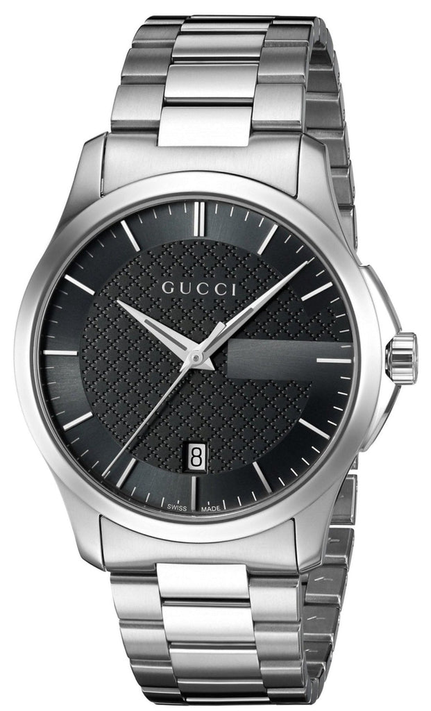 Gucci G Timeless Black Dial Silver Steel Strap Unisex Watch - YA126457 Buy Now By Gucci