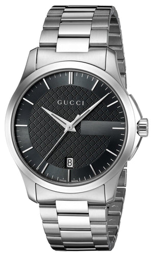 Gucci G Timeless Black Dial Silver Steel Strap Unisex Watch - YA126457 Buy Now By Gucci