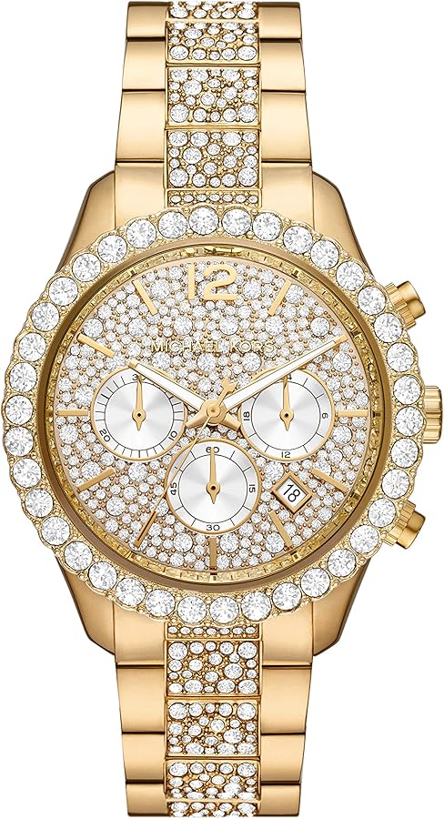 Michael Kors Layton Chronograph Gold Dial Gold Steel Strap Watch For Women - MK6977 Buy Now By Michael Kors