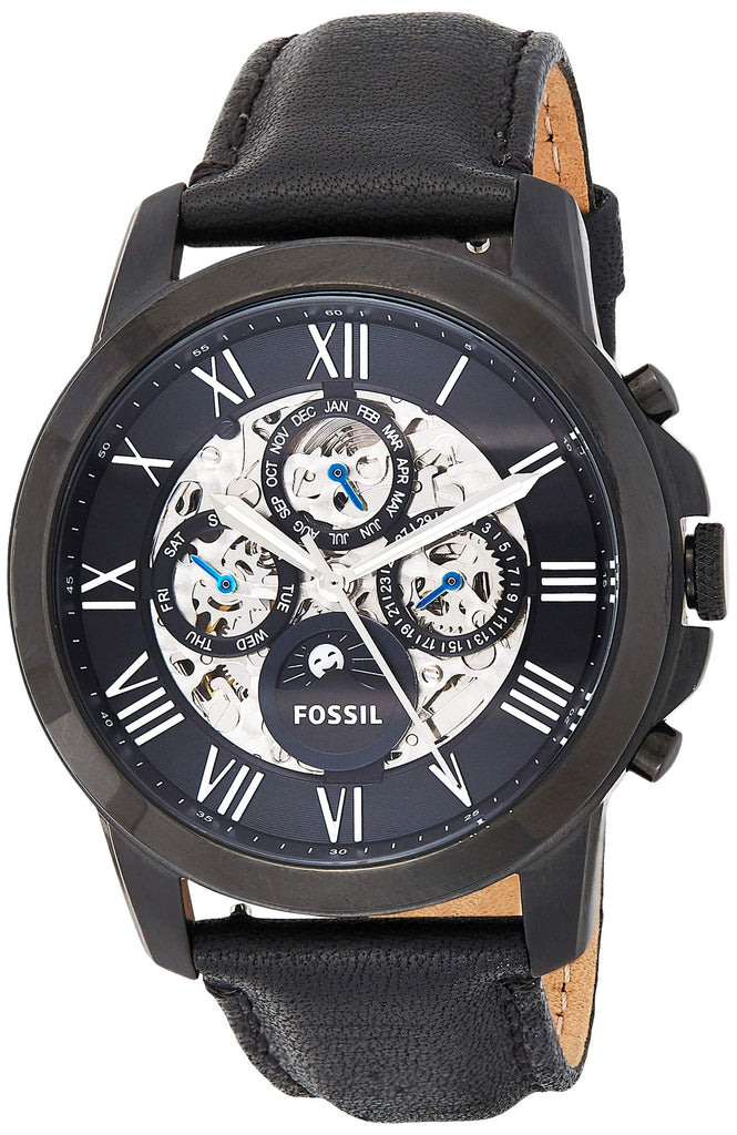 Fossil Grant Automatic Black Dial Black Leather Strap Watch for Men - ME3028 Buy Now By Fossil