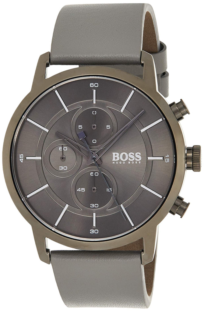 Hugo Boss Architectural Grey Dial Grey Leather Strap Watch for Men - 1513570 Buy Now By Hugo Boss