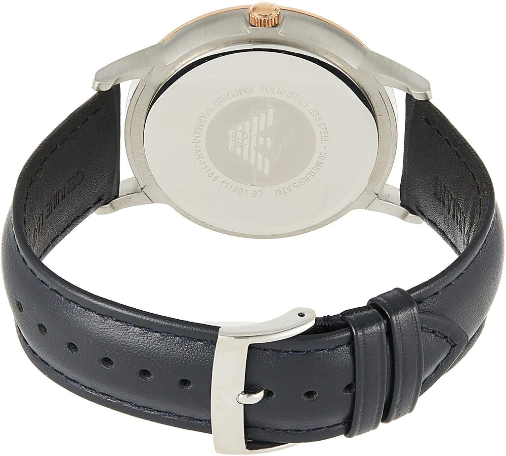 Emporio Armani Renato Analog Blue Dial Blue Leather Strap Watch For Men - AR11188 Buy Now By Emporio Armani